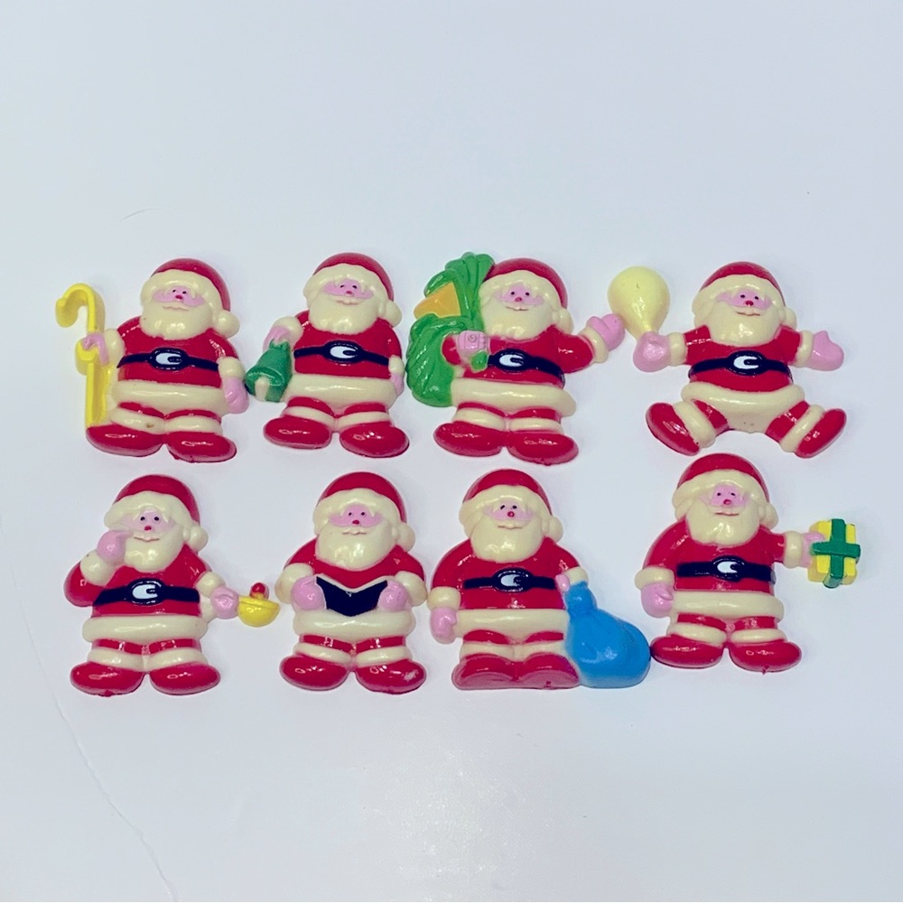 Vintage Christmas Santa Claus Plastic Fridge Magnets Lot Of 8
